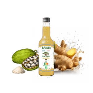 Boisson baobab gingembre bio 33CL, idéale pour un snacking sain et un apéritif sans alcool