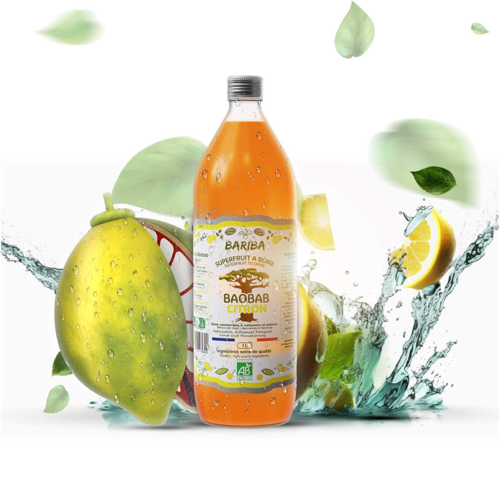 BOISSON BIO BAOBAB CITRON 1L X6 (Bouteille Consignée)