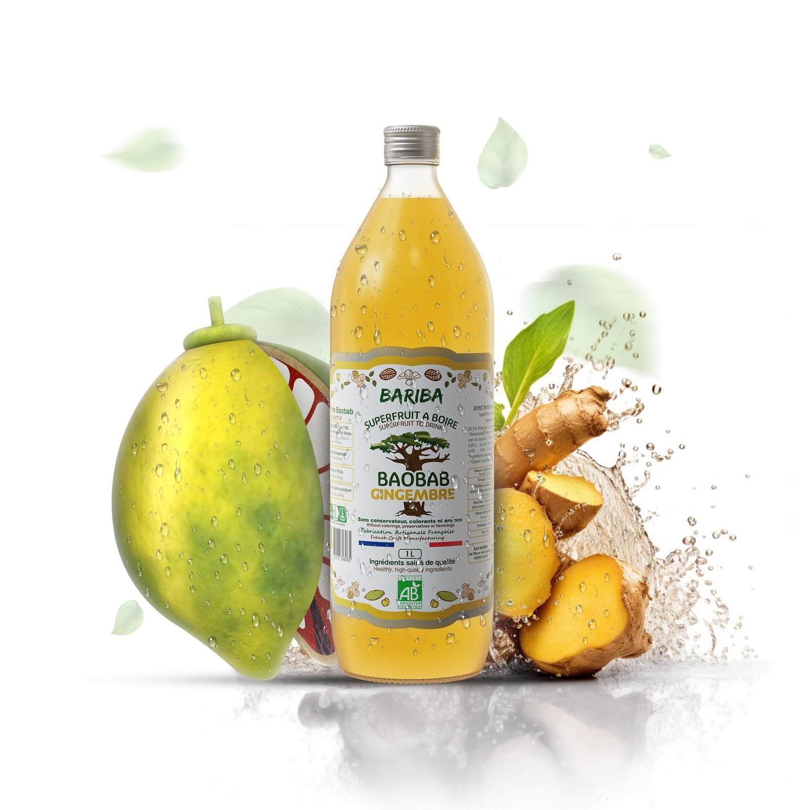 BOISSON BIO BAOBAB GINGEMBRE 1L X6 (Bouteille Consignée)