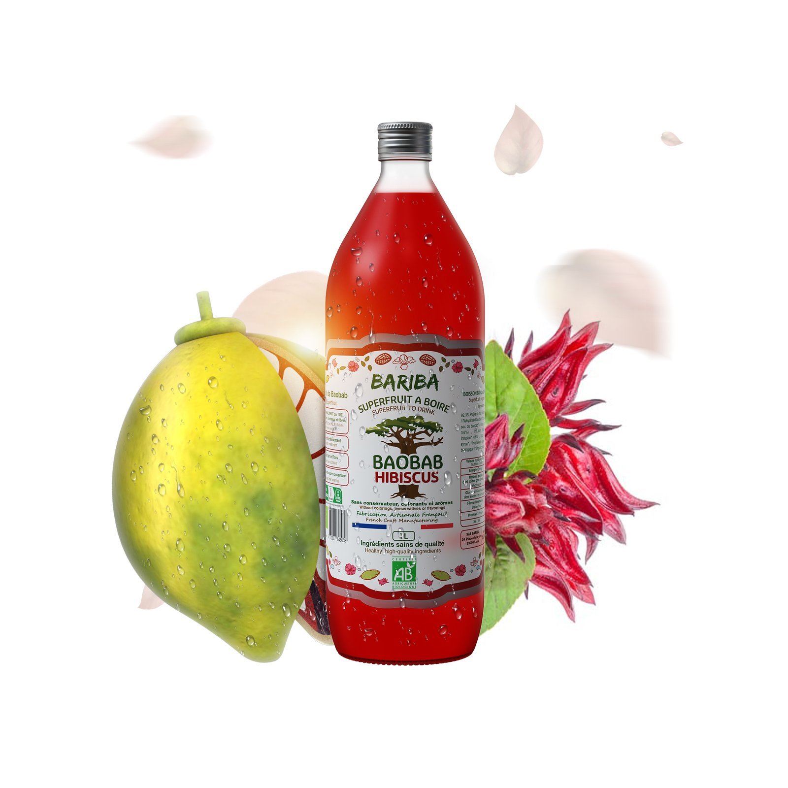 BOISSON BIO BAOBAB HIBISCUS 1L X6 (Bouteille Consignée)