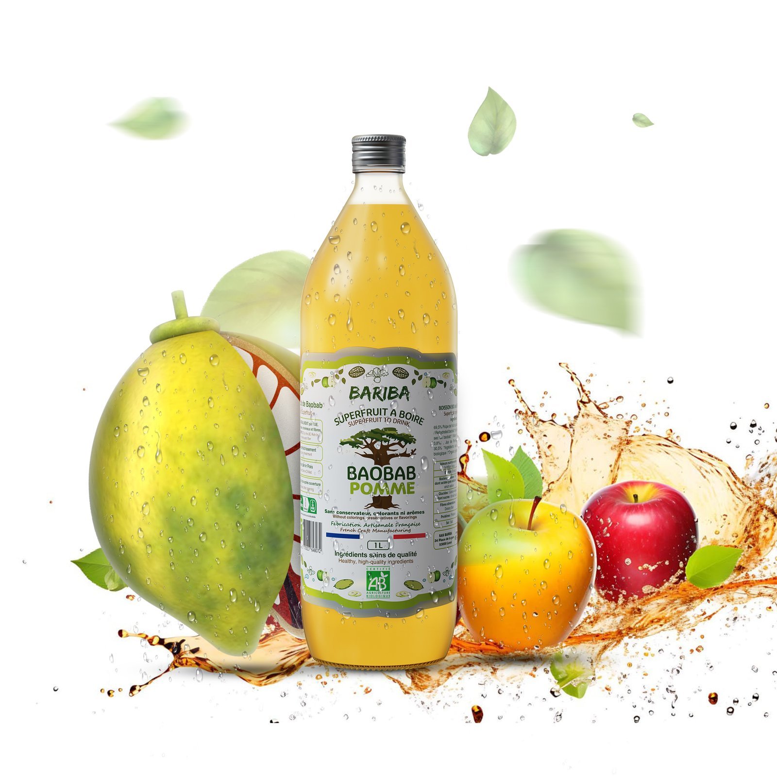 BOISSON BIO BAOBAB POMME 1L X6 (Bouteille Consignée)