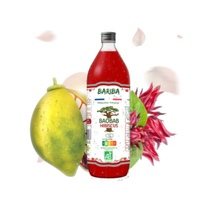 Bouteille 1L de boisson bio baobab hibiscus, antioxydante et naturelle