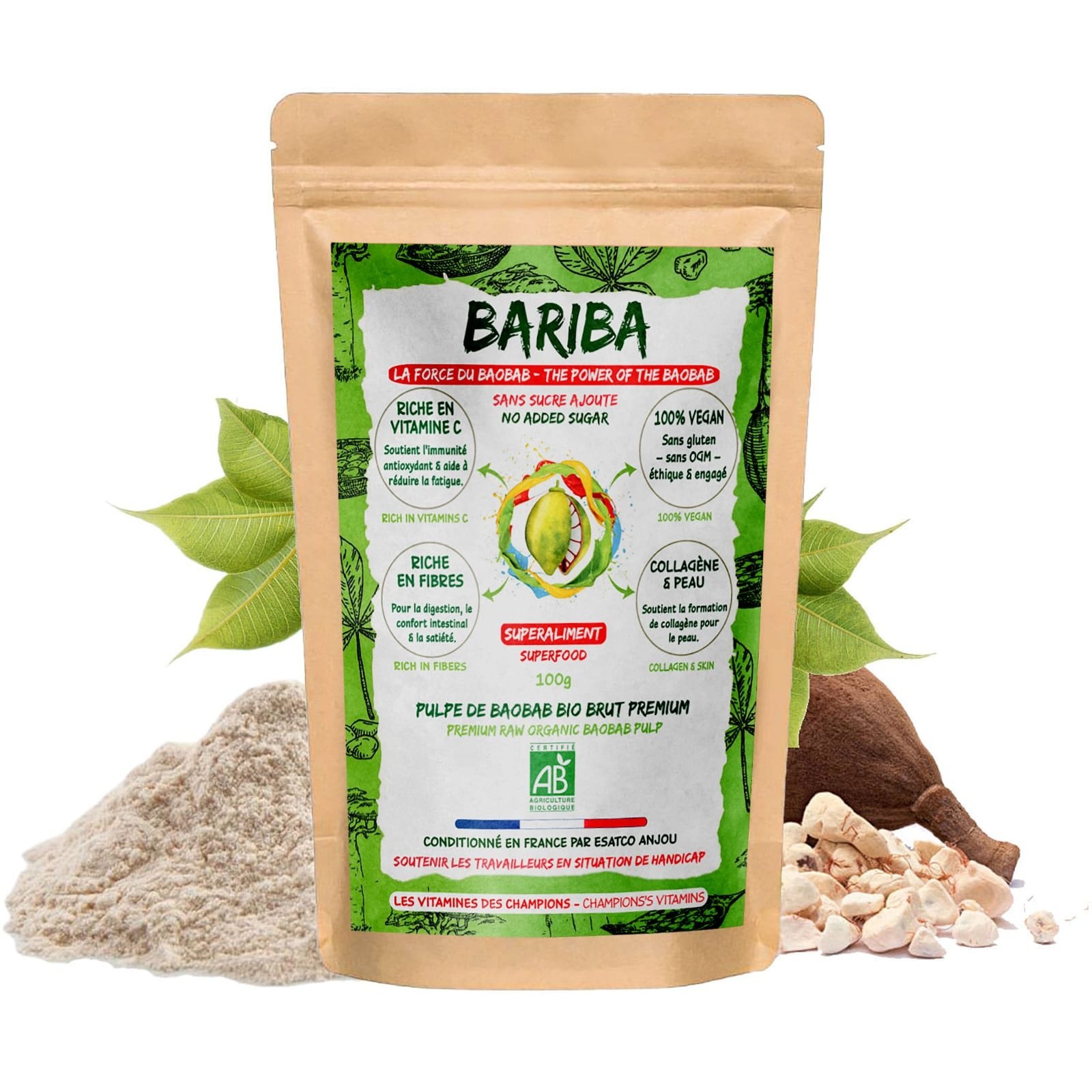 POUDRE DE BAOBAB BIO NATURELLE – SUPERALIMENT 100g