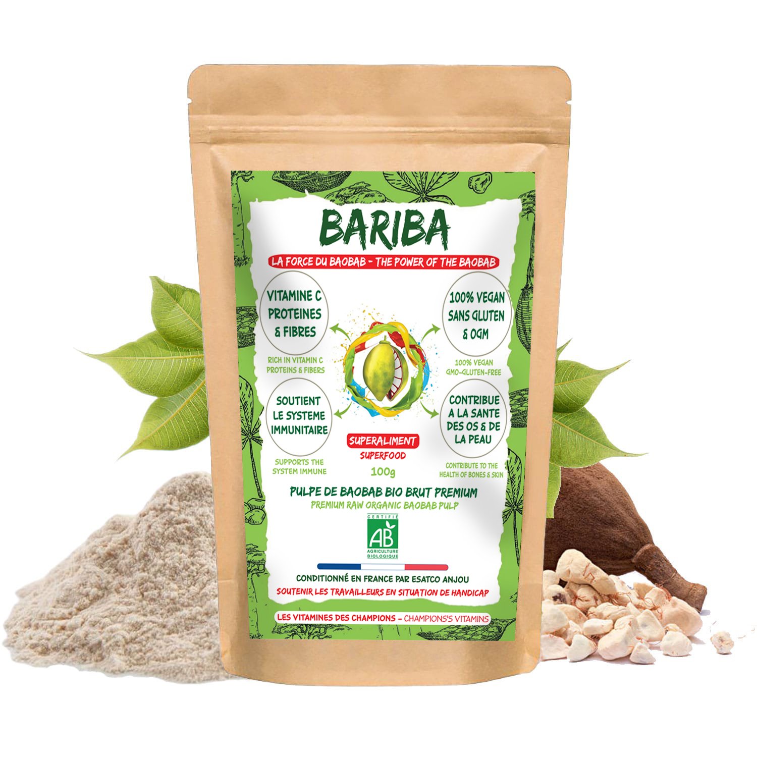 POUDRE DE BAOBAB BIO NATURELLE – SUPERALIMENT 100g