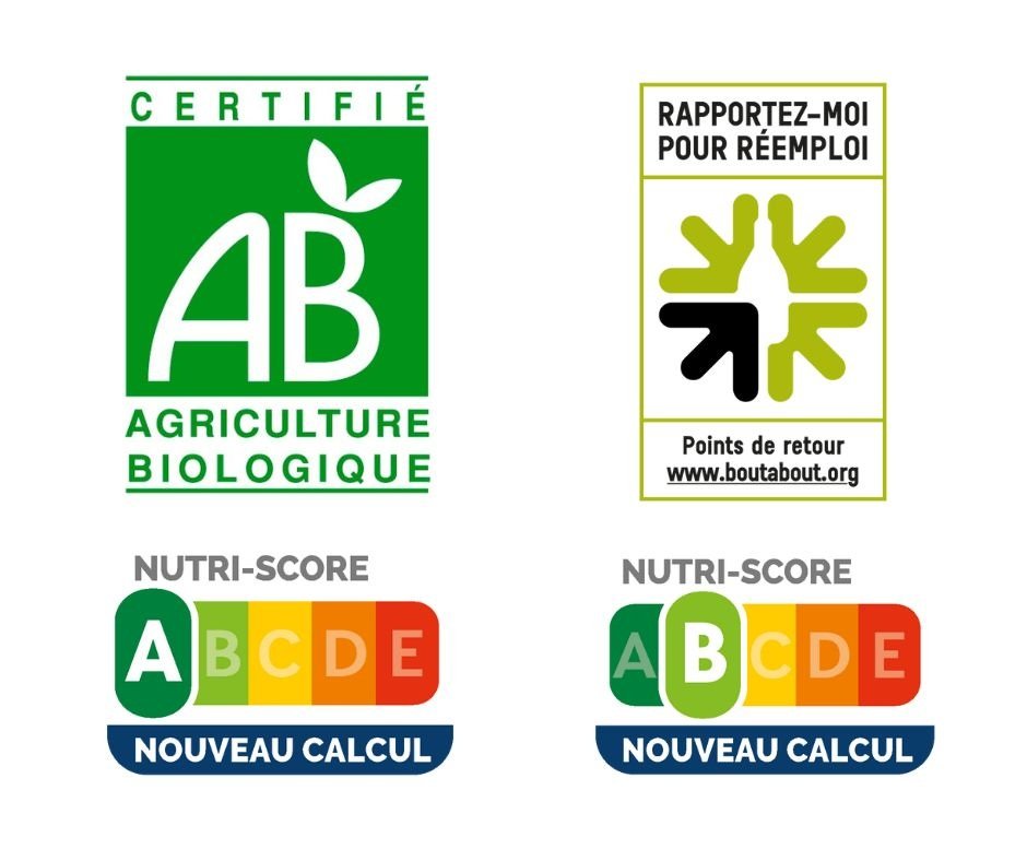 Logos réemploi AB Nutriscore A Nutriscore B