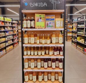 Boisson bio BARIBA au baobab, boisson bien-être vegan fabriquée en France, en rayon chez Biocoop à Saint-Berthevin (Mayenne)