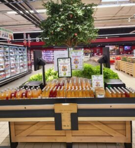 Boisson bio baobab BARIBA en rayon chez Leclerc Allonnes, superaliment bio fabriqué en France, riche en collagène et vitamine C, Nutri-Score B