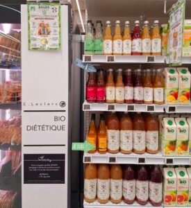 Boisson bio BARIBA au baobab, boisson bien-être vegan fabriquée en France, en rayon chez Leclerc à Château-Gontier (Mayenne)