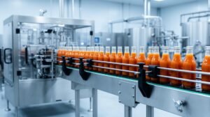 Chaîne d'embouteillage industrielle BARIBA, producteur de boissons bio pour épiceries, restaurants et collectivités